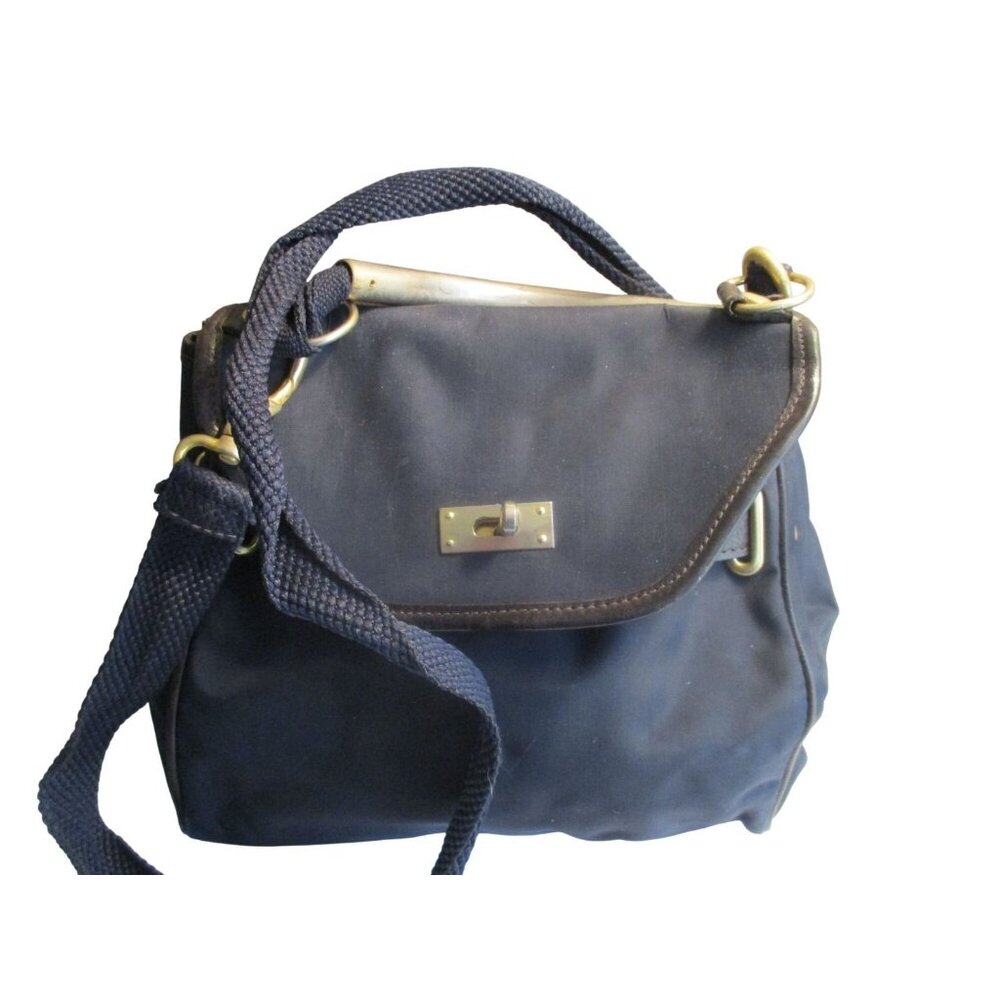 *Vintage Bloomingdales' Blue Nylon 2Way Purse w Gold-Tone Hardware